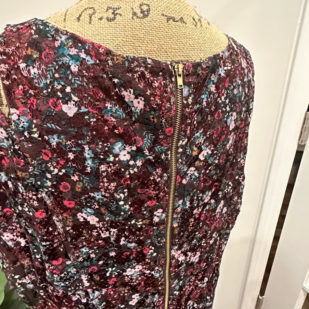 Gabby Skye Floral Lace Dress 18W Burgundy Cold Shoulder Fit Flare Romantic Party - Picture 8 of 13
